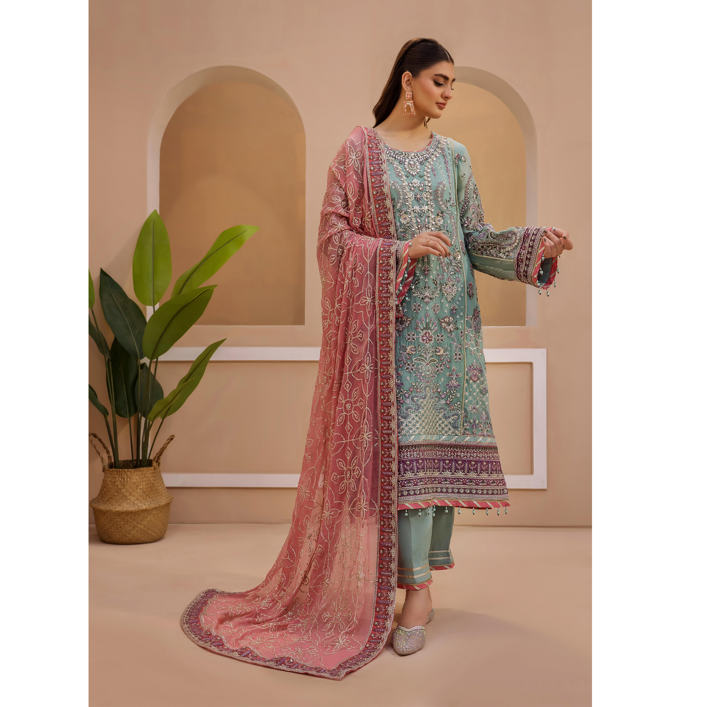 UTT-10 "Chantelle" Embroidered Chiffon Festive Collection by Traditional Thread