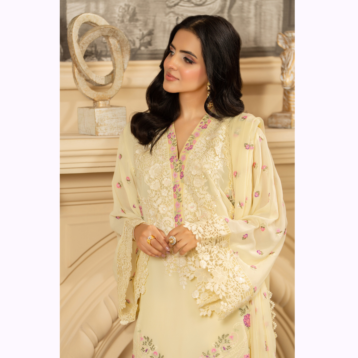 F-464 Embroidered Georgette Farshi Shalwar Collection by karma Collection