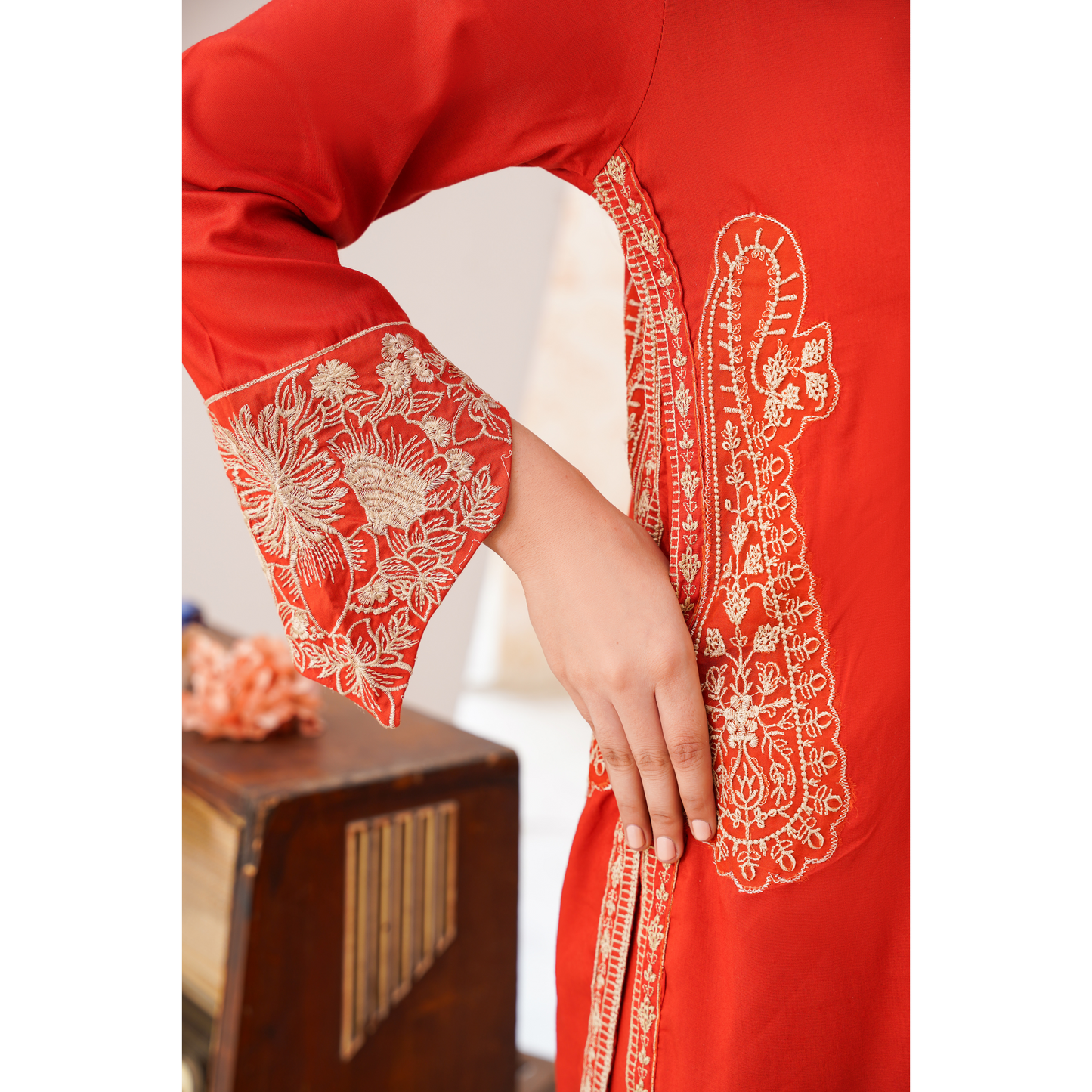 U-71 Embroidered Linen with Pockets 2 Pc Co Ord Set Dress | Ready to wear | UMNAA