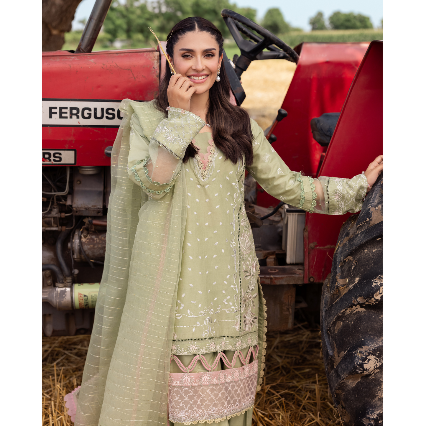 UAL-105 Luxury Festive Lawn Embroidered Mother–Daughter Matching Outfit Set by ALLY'S