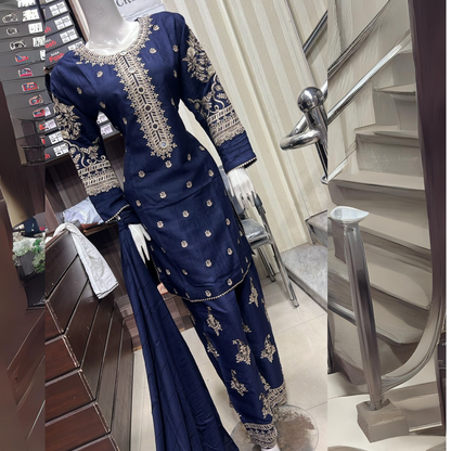 Embroidered Dhanak Dress with Pashmina Shawl | Ready to Wear Winter Collection UMNAA
