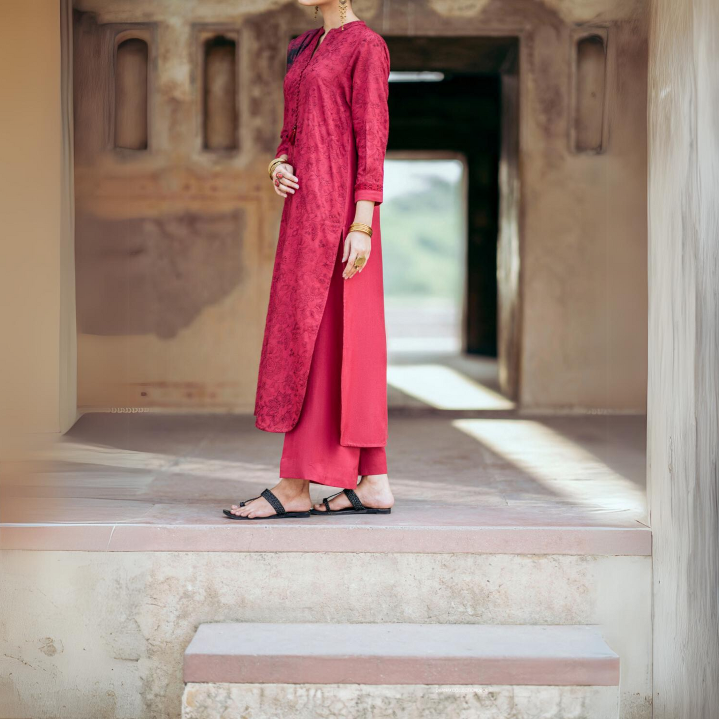 (Red) Embroidered Dhanak Collection Pc Ready to Wear by Casuallite