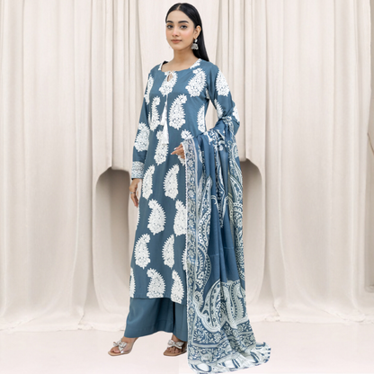 Winter Linen Embroidered Dress 3 Pc |Ready to Wear| Rangz | UMRGZ3800