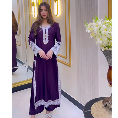 UA-47 Embroidered Linen with Chiffon Duppata Pc Dress | Ready to wear | UMNAA
