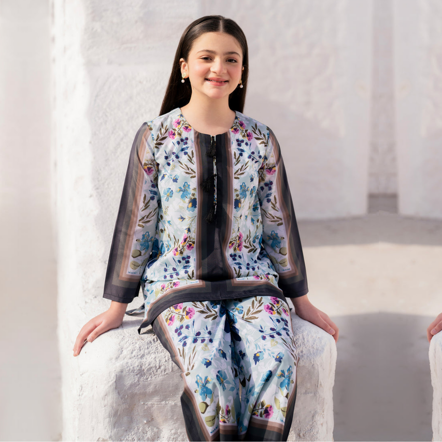 2 Pc Mother & Daughter Pakistani Printed Co-ord Set Collection by Garnet