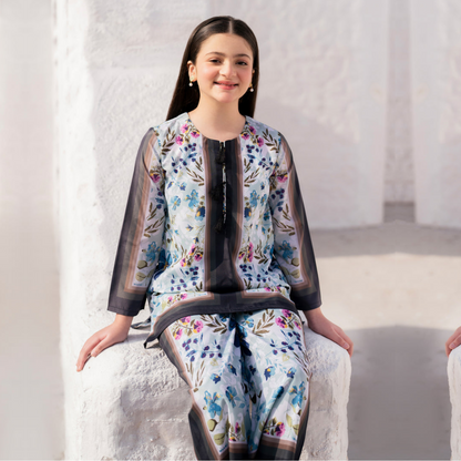 2 Pc Mother & Daughter Pakistani Printed Co-ord Set Collection by Garnet