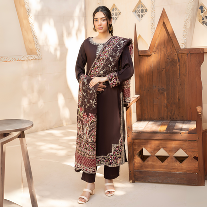UA-60 Embroidered Viscose Linen 3 Pc Pakistani Dress | UMNAA