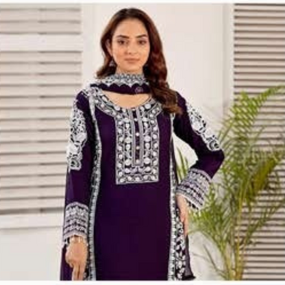 UMRZ-43 Luxury Handwork Embroidered Chiffon Dress 3 Pc |Ready to Wear| Rangz