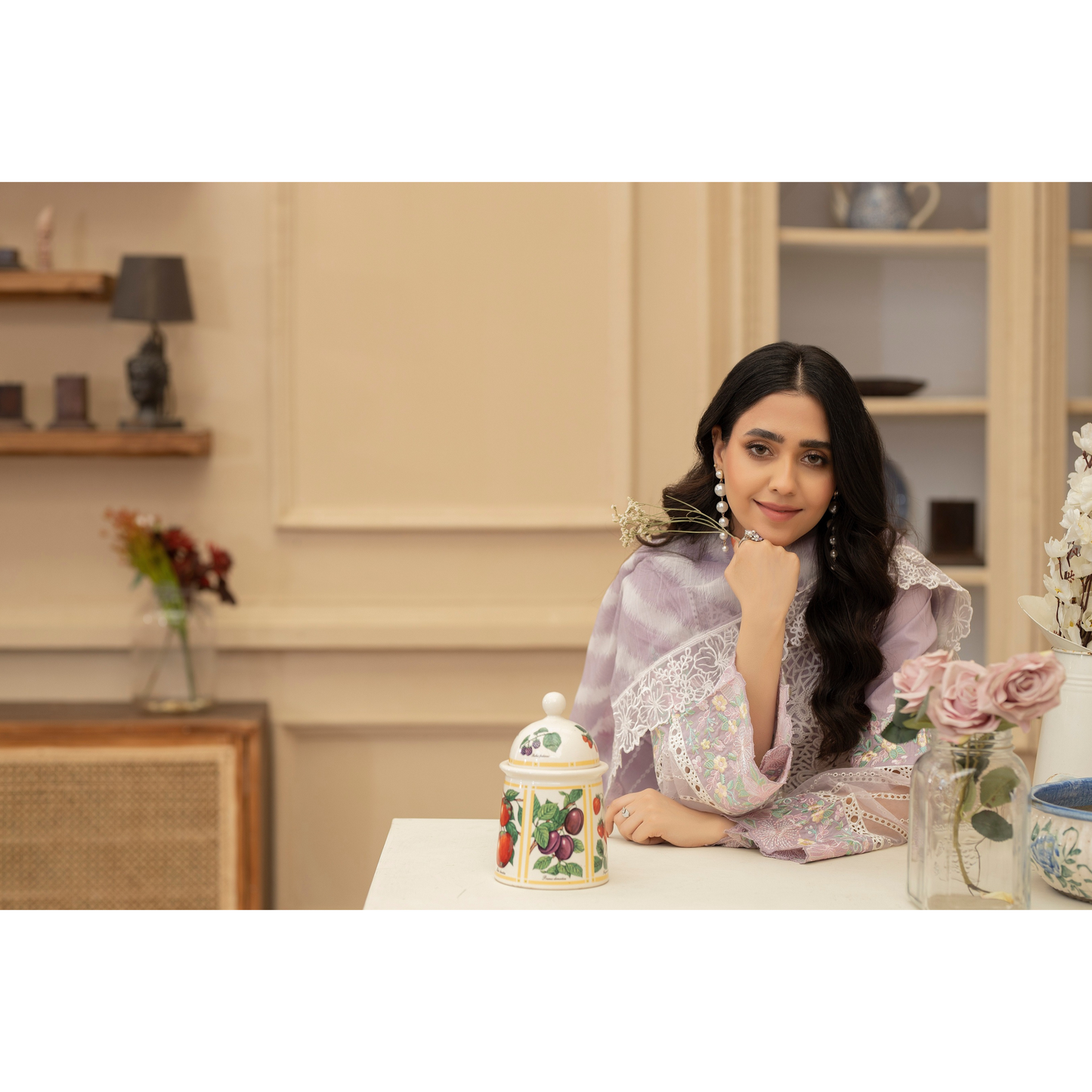 KC-1435 Embroidered Cambric Cotton Farshi Shalwar Kameez Ready to Wear 3 Pc - Karma Collection