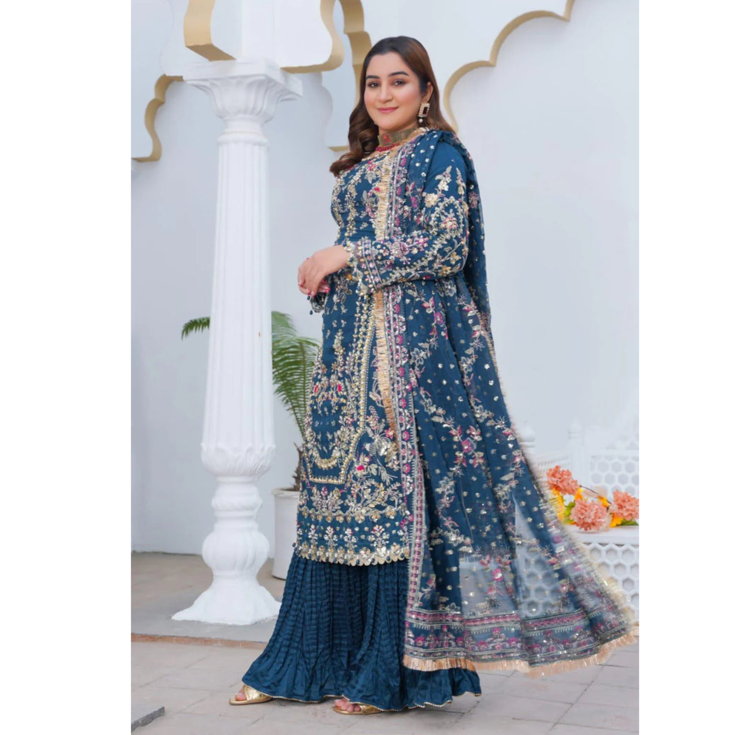 UA-115 Luxury Embroidered Festive Chiffon Collection | Ready to Wear | Umnaa