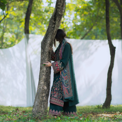 UCA-31 Embroidered Dhanak with Pashmina Shawl Winter Collection by Casuallite