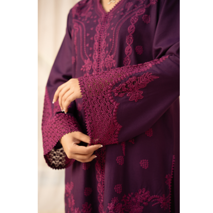 UA-140 Embroidered Dhanak Dress with Pashmina Shawl | Ready to Wear | Asian Clothes