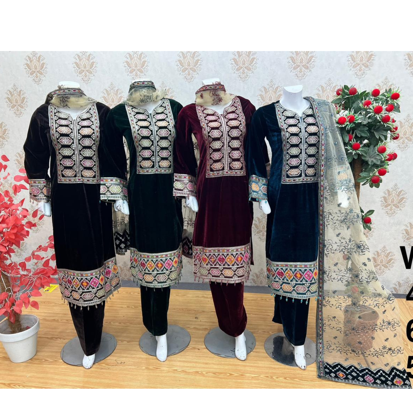UA-142 Embroidered Luxury Velvet Collection by Umnaa | Asian clothes