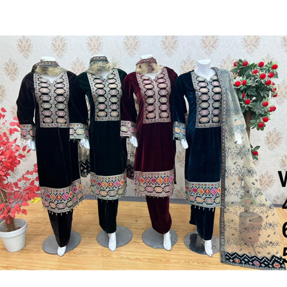 UA-142 Embroidered Luxury Velvet Collection by Umnaa | Asian clothes