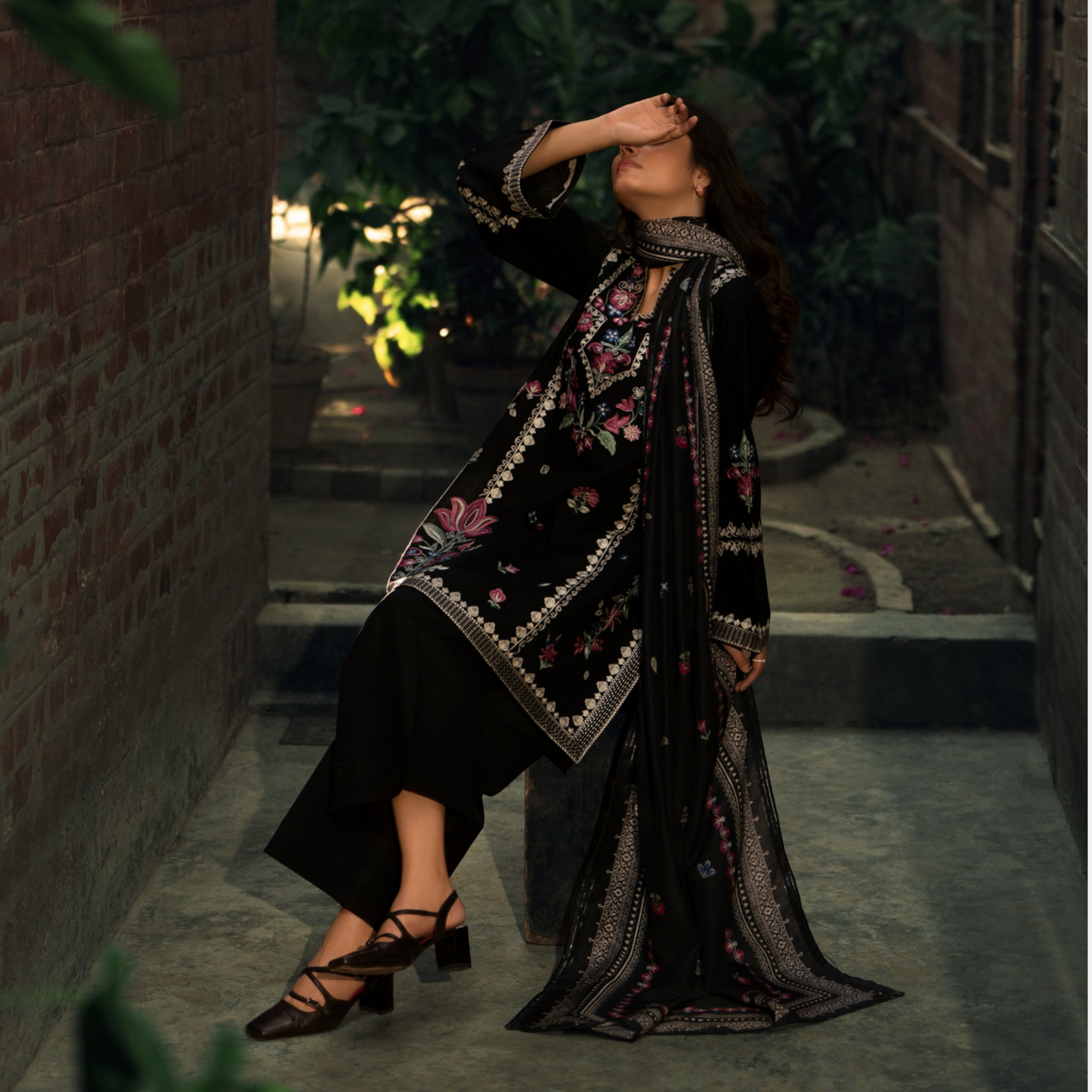 UCA-33 "Shadows" Embroidered Khaddar with Wool Shawl Winter Collection by Casuallite