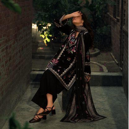 UCA-33 "Shadows" Embroidered Khaddar with Wool Shawl Winter Collection by Casuallite
