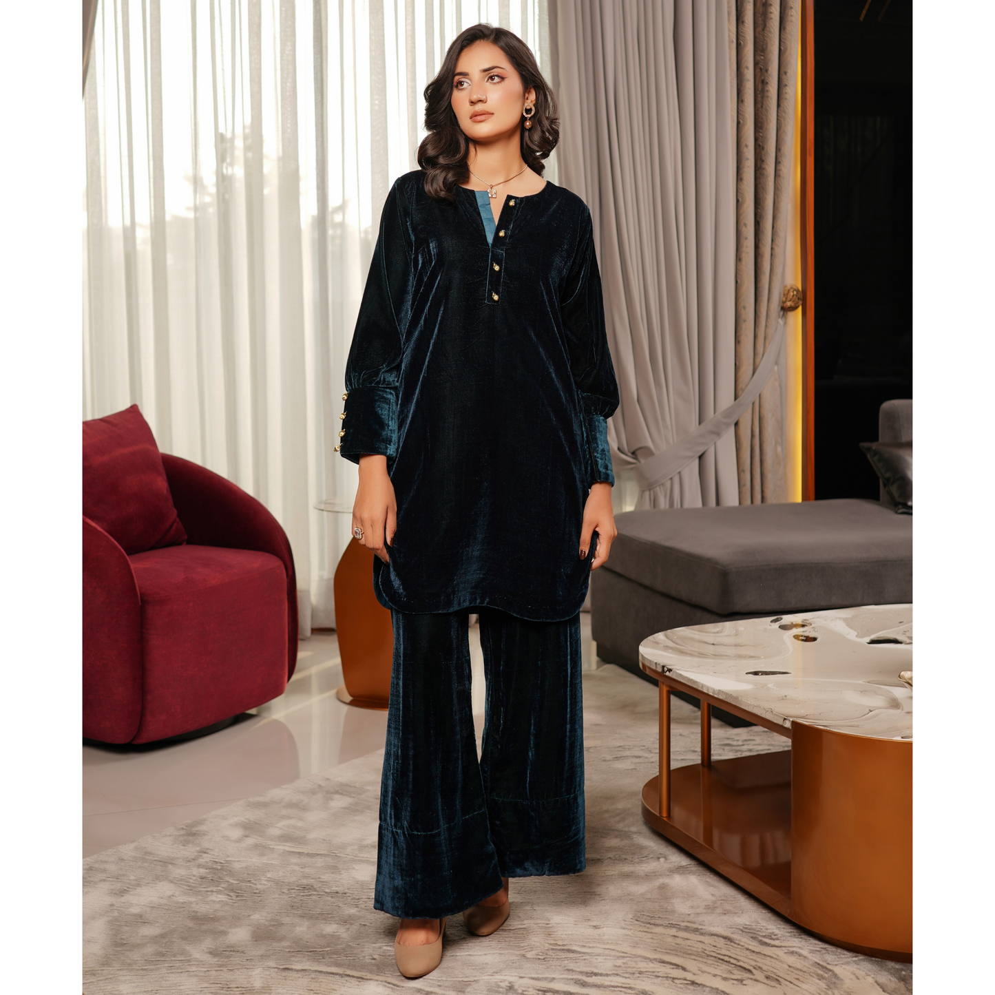 UMS-47 Coco by Simrans Velvet Co-Ords set | Ready to Wear | Asian Clothes