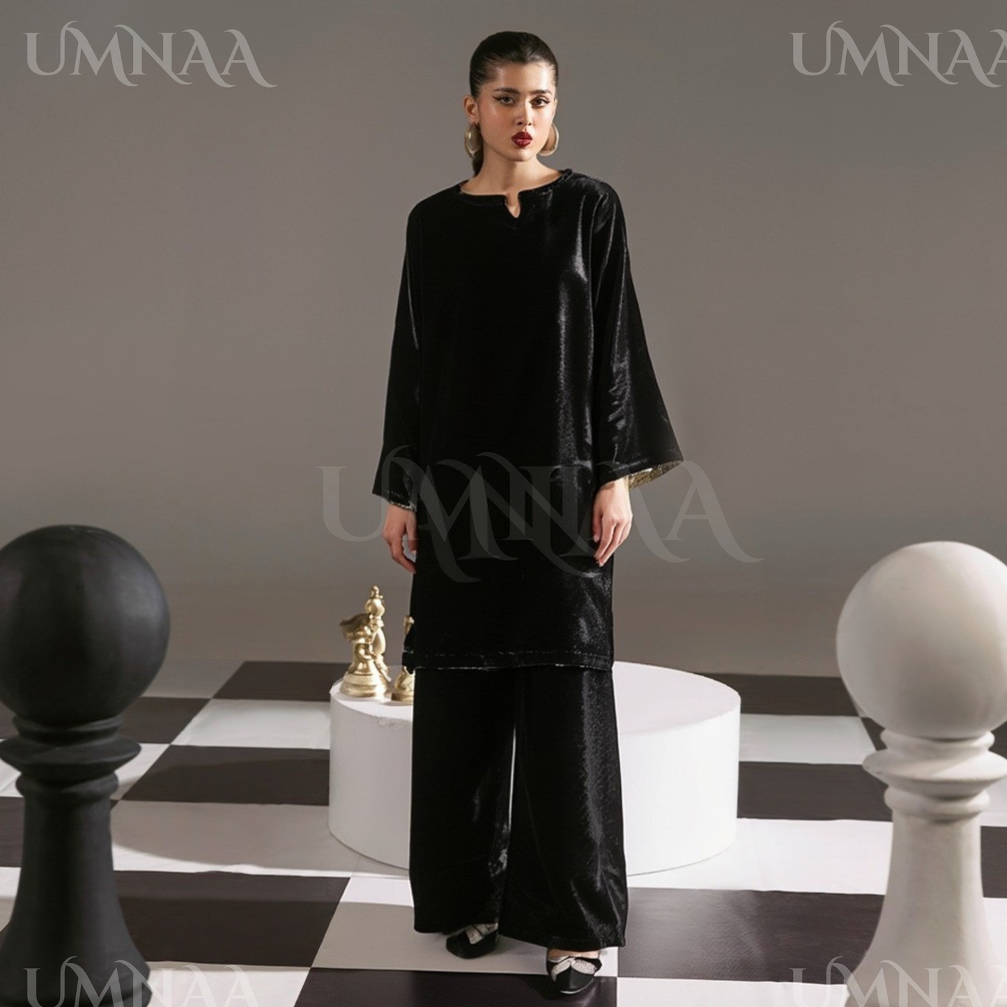 UA-152 Solid Velvet Farshi Shalwar Collection by Umnaa