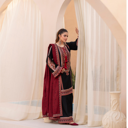 "Mishaal" Khat Edition Luxury Embroidered Farshi Shalwar 3 Piece by Karma Collection