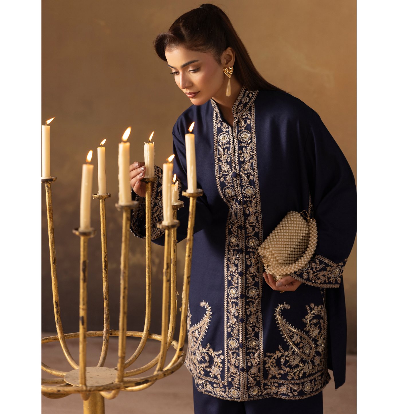 UMS-48 Embroidered Dhanak 2 Pc Co-Ords Set by Simrans