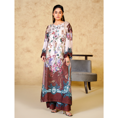 UA-157 Printed Slub Khaddar Kaftan Co-Ord Set | Winter 2 Piece Outfit