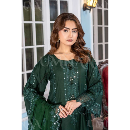 UA-159 Embroidered Dhanak Collection by Umnaa