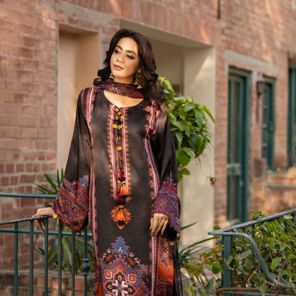 "Eliana" Embroidered Printed Shamooz Silk by Karma Collection | Asian Clothes | Eid