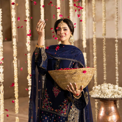 F-521 "Saj Dhaj" Embroidered Georgette Collection by Karma Collection