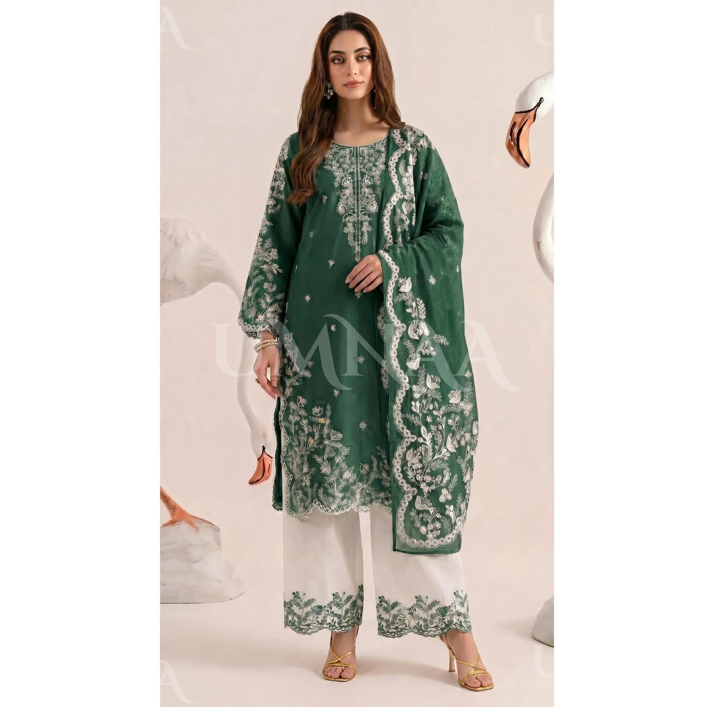 UA-190 Embroidered Cotton Collection 3 Piece | Ready to Wear | Asian clothes