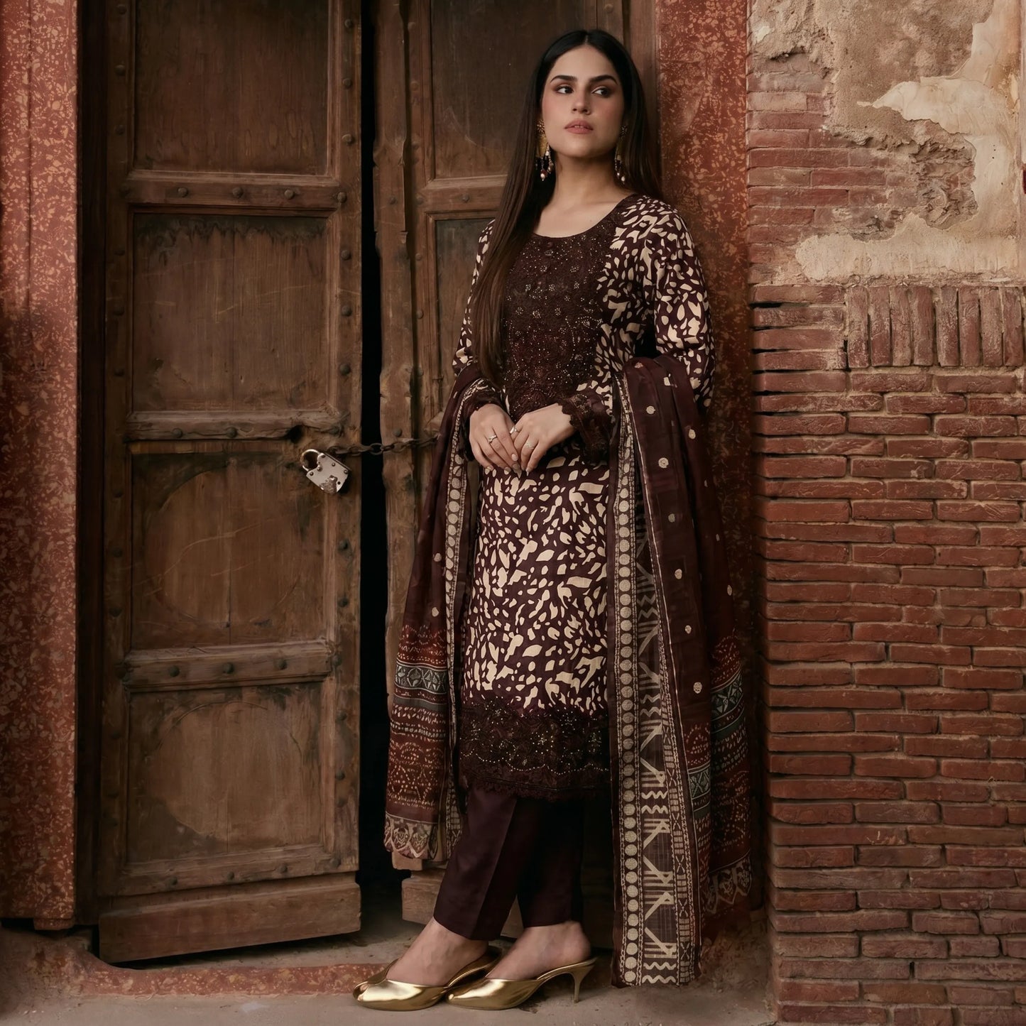 UA-198 Embroidered Printed Poly Silk Lawn Collection by Umnaa | Ready to Wear | Asian Clothes