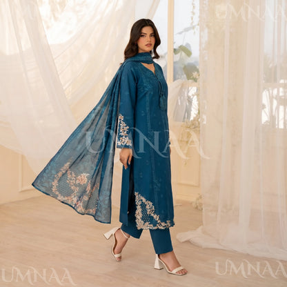 UA-209 Embroidered Cambric Cotton Collection by Umnaa | Ready to Wear Pakistani Asian clothes