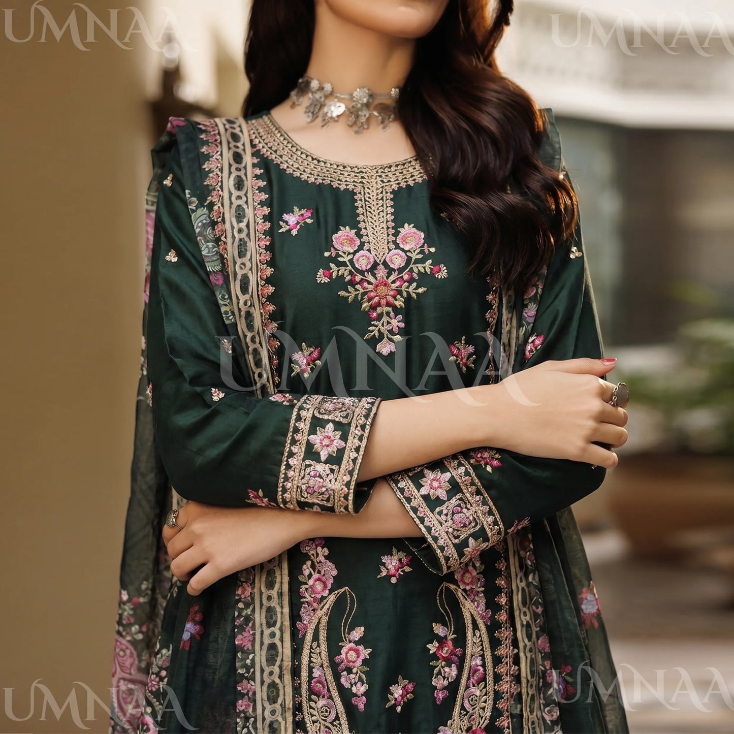 UA-211 Embroidered Viscose with Cotton Silk Sharara collection by Ready to Wear Pakistani Asian clothes