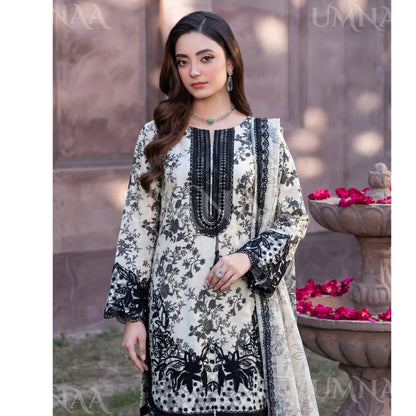 UA-212 Embroidered Printed Slub Poly Lawn Farshi Shalwar Collection by Umnaa | Ready to Wear Pakistani Asian Clothing