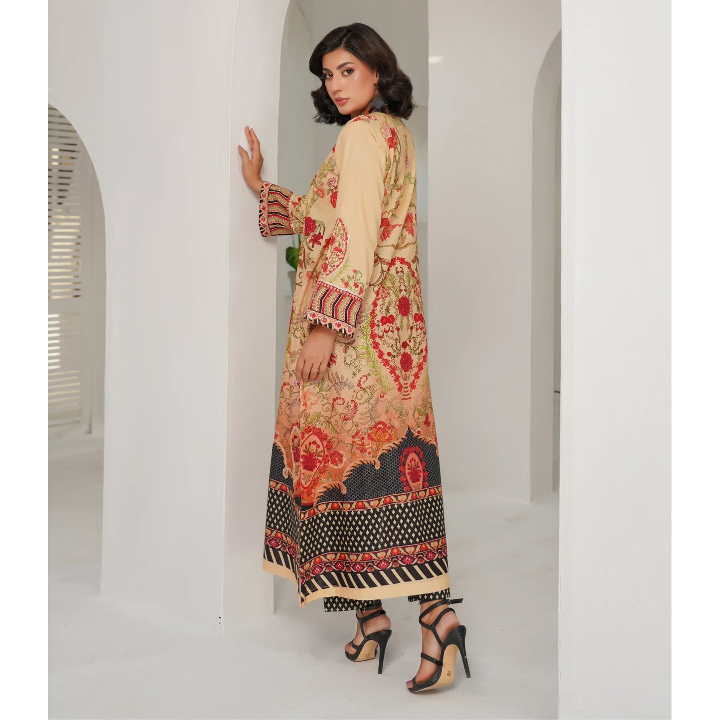 UMS-64 Pakistani Printed Lawn Kaftan Style 2 Piece Suit – Casual Summer Collection by Simrans