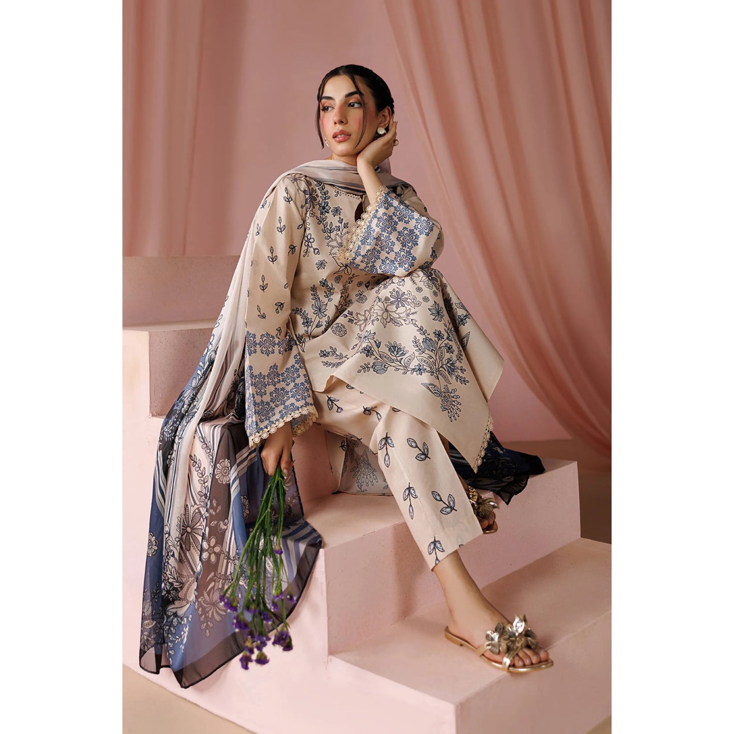 UE-02 "Printed Essential" by Esra Fashion Summer Printed Lawn 3 Piece Collection | Pakistani Asian Clothes