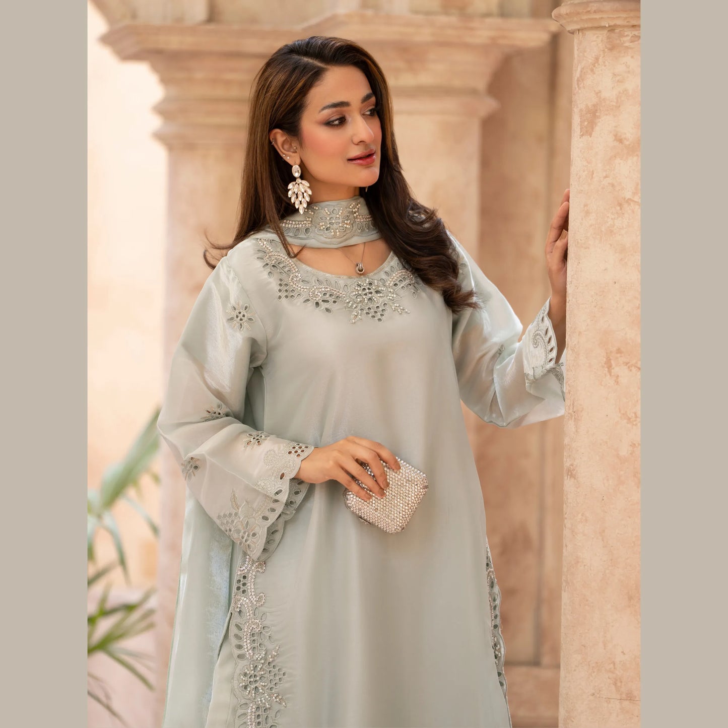 RA-36 Embroidered Sheesha Silk 3 Piece Suit | Premium Embroidered Silk Dress with Dupatta | Women's Party & Festive Wear