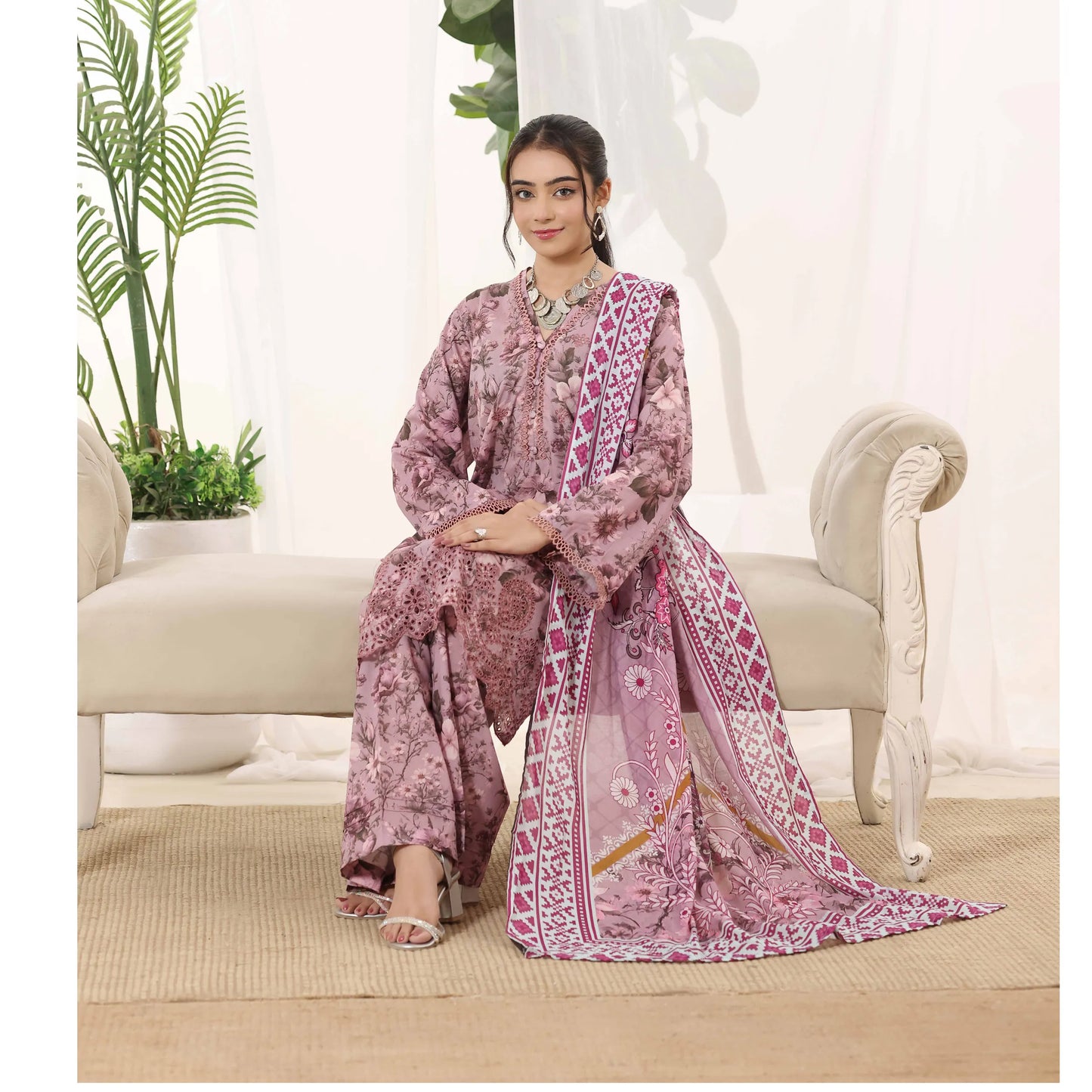 USN-22 Embroidered Chikankari Lawn 3 Piece Summer Collection by saphron | Ready to Wear Pakistani Asian Eastern wear