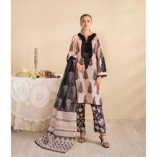 RA-37 Embroidered Printed Lawn Dress with Printed Cotton Silk Dupatta | Women's 3 Piece Summer Suit