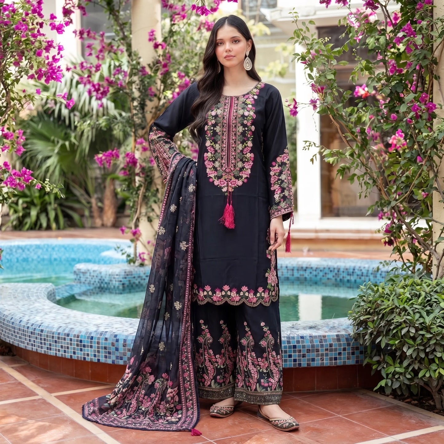 UA-335 Embroidered Viscose 3 Pc Collection Ready to Wear Pakistani Asian clothes by Umnaa
