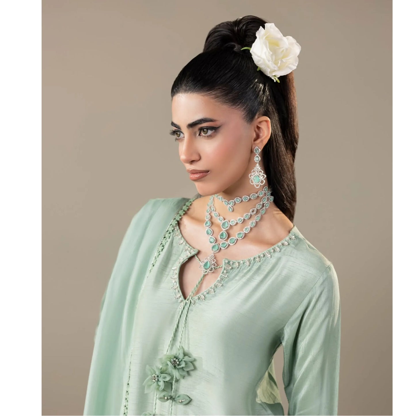 UA-336 Women's Embroidered Raw Silk Dress 3 Piece Festive & Party Wear Suit by Umnaa