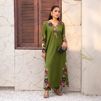 UA-237 Embroidered Kaftan Style Co-Ord Set Asian Wear | Umnaa