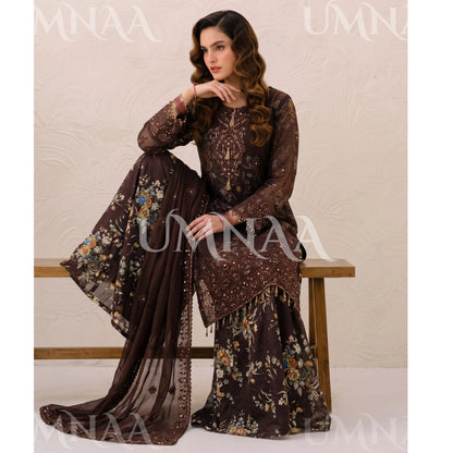 UA-249 Embroidered Chiffon Sharara Collection by Umnaa