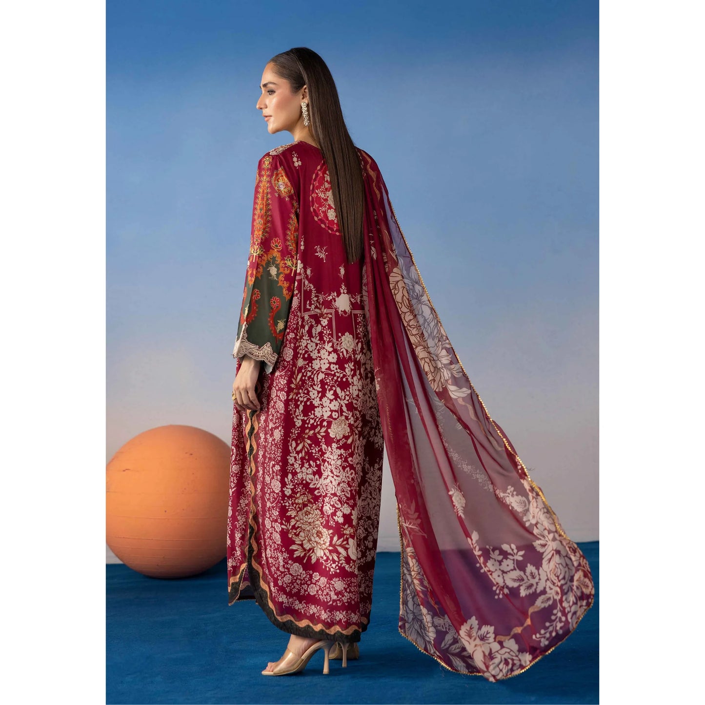 UMS-67 Ethnic Rozana by Simrans Poly Lawn Kaftan Co Ords set