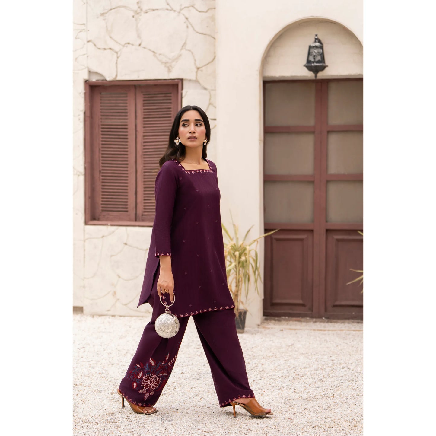 UA-257 Embroidered Cambric Cotton Co-Ord Set | Ready to Wear | Asian Clothes