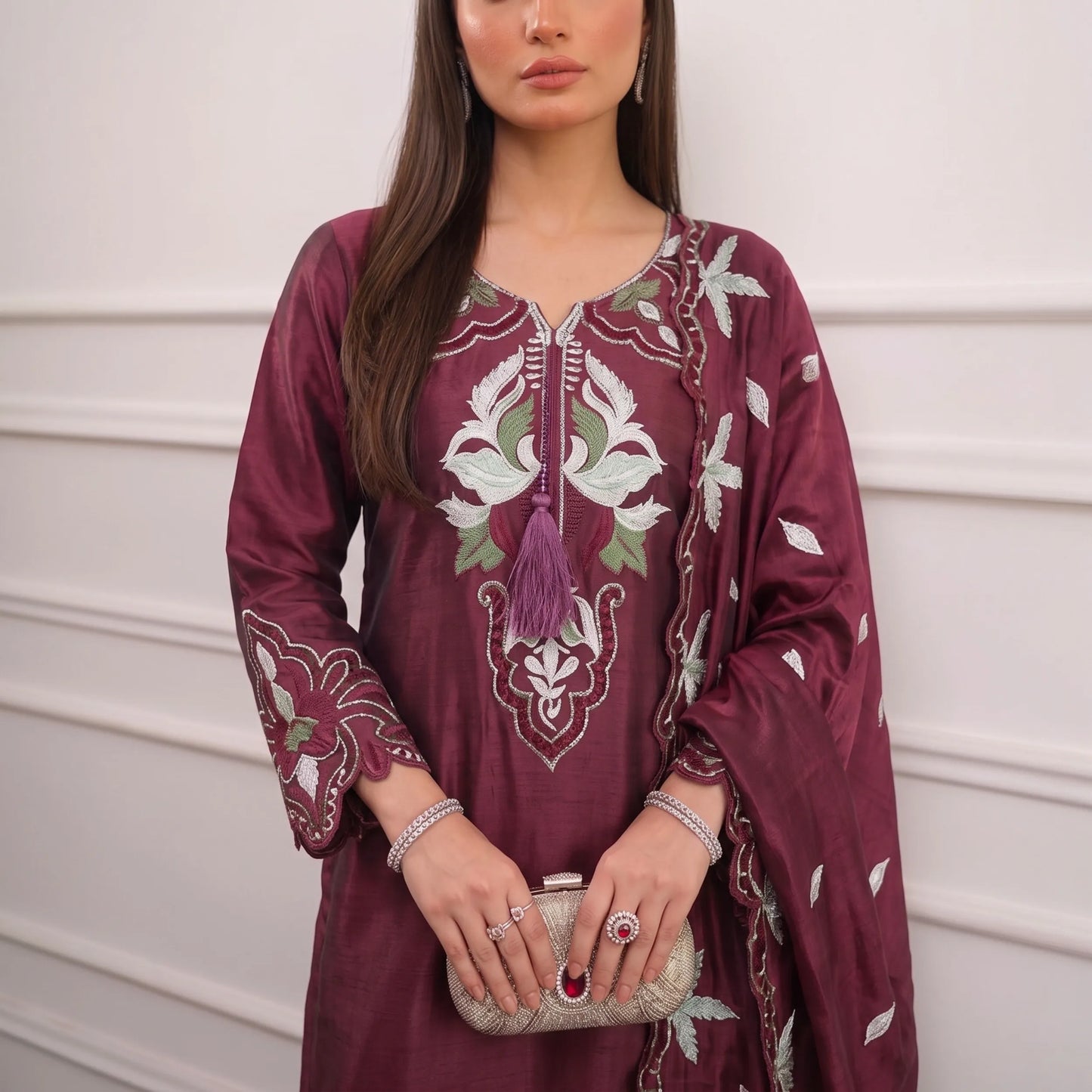 UA-265 Embroidered Festive Kaftan Sheesha Silk Collection by Umnaa | Pakistani Trendy Kaftan Asian Clothing