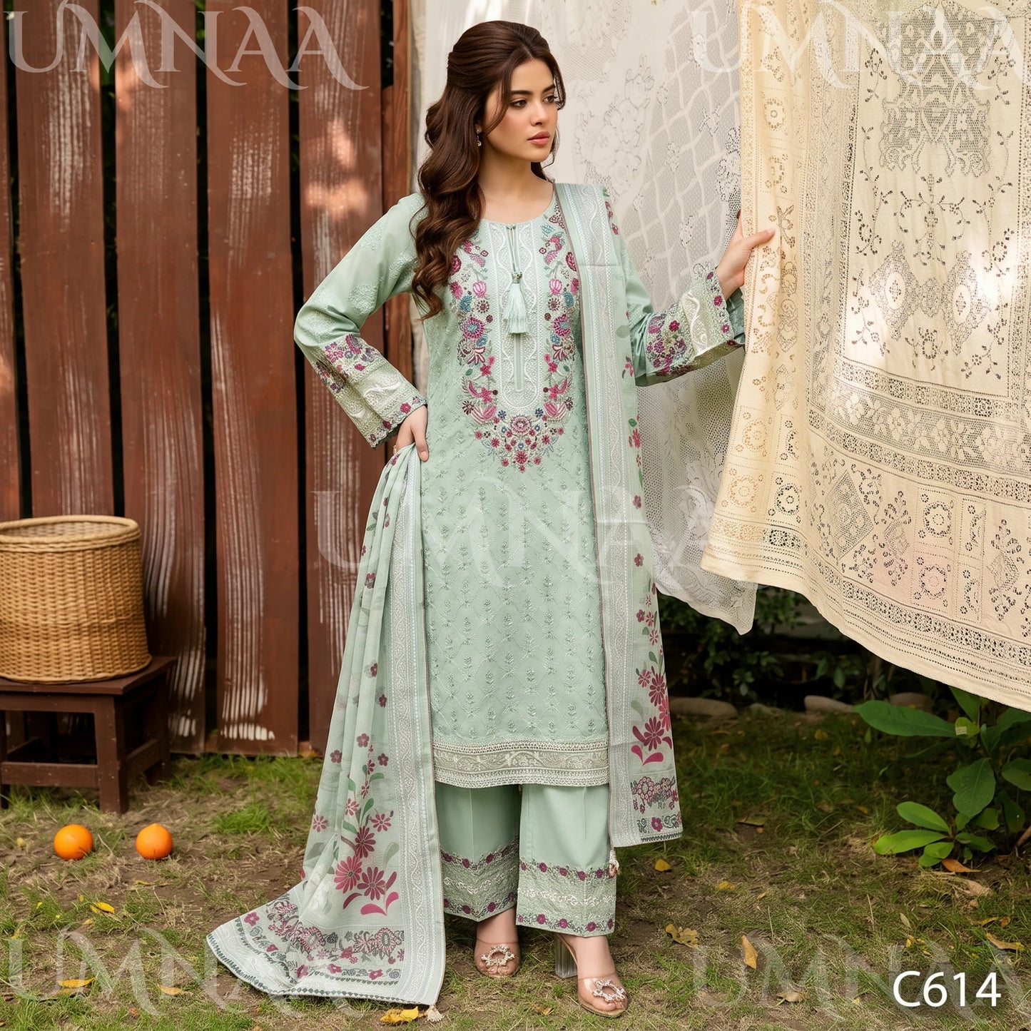 UA-269 Embroidered Cambric Cotton 3 Pc Collection | Umnaa