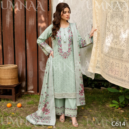 UA-269 Embroidered Cambric Cotton 3 Pc Collection | Umnaa