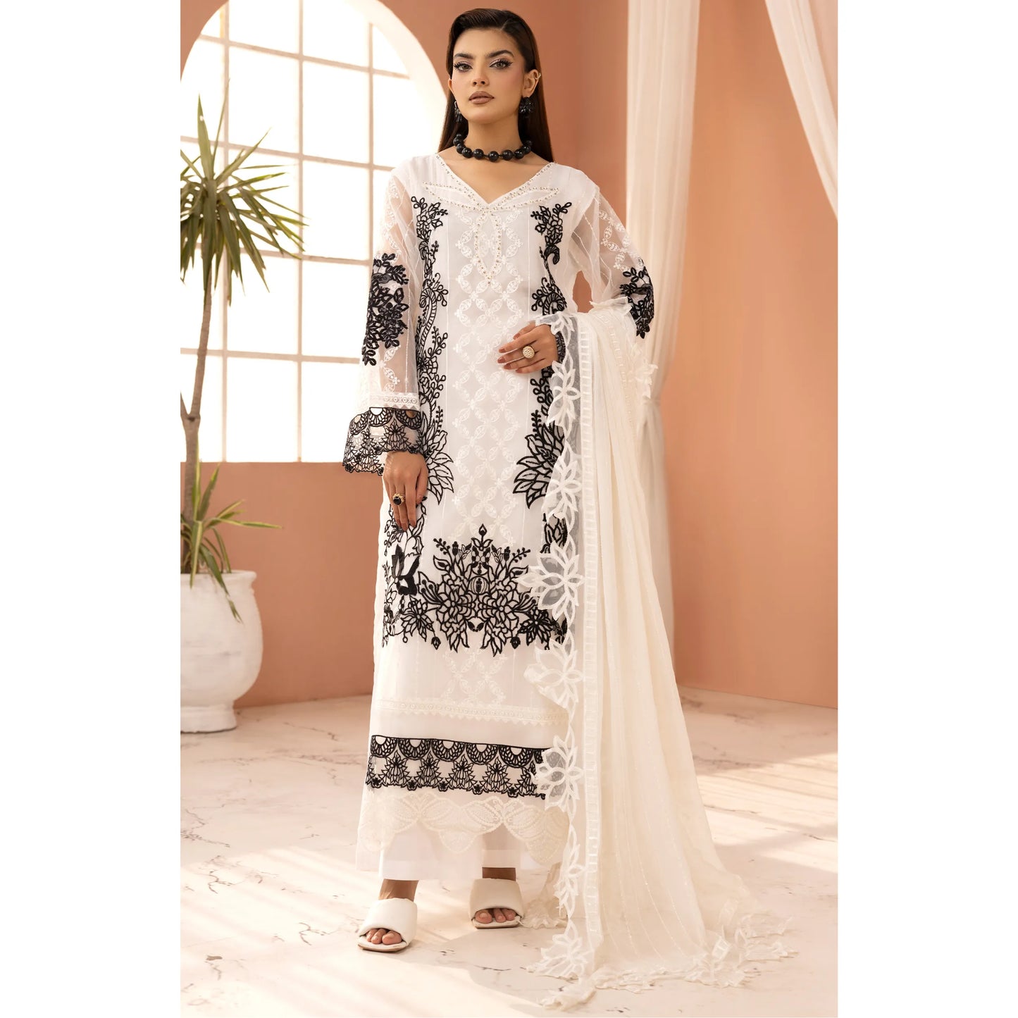 UMS-68 Florence Embroidered Visocse 3 pc Collection | Simrans