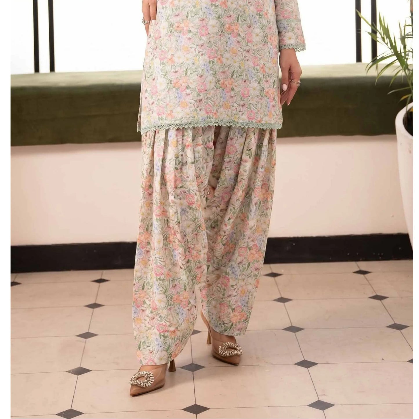 USN-23 Printed Farshi Shalwar Lawn Co-Ord Set | Saphorn