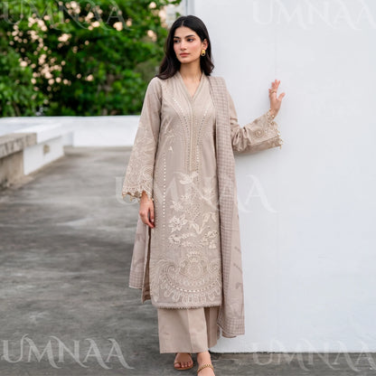 UA-272 Embroidered Cambric Cotton 3 Pc Collection | Umnaa